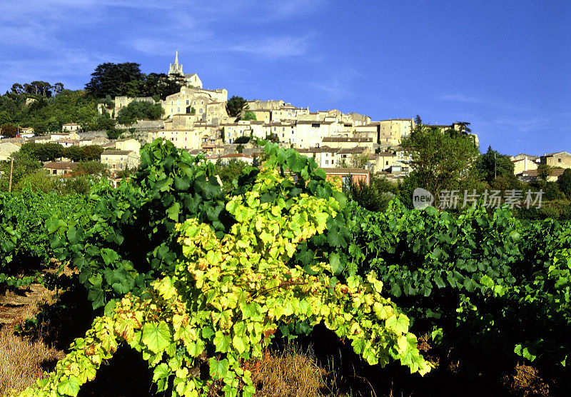 Bonnirux村Vaucluse Luberon法国南部普罗旺斯的山顶村庄，有葡萄园